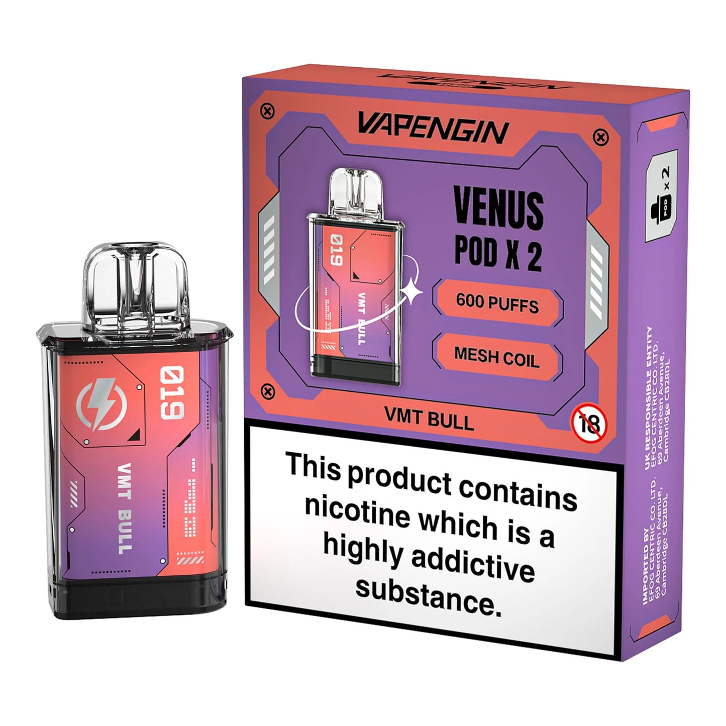 Vapengin VENUS Replacement Mesh Coil VMT Bull Flavour Pods Pack of 2