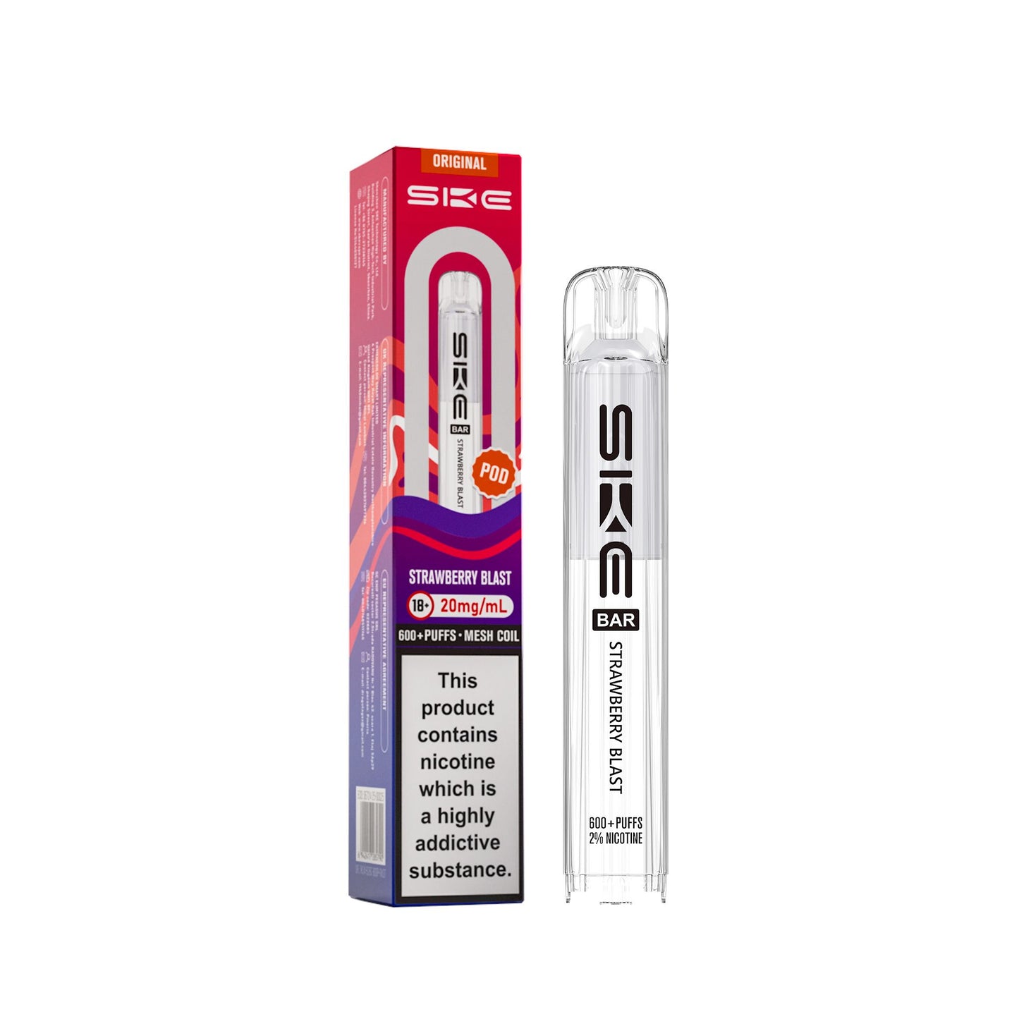 SKE Crystal Bar 600 Strawberry Blast Replacement Pod 20mg
