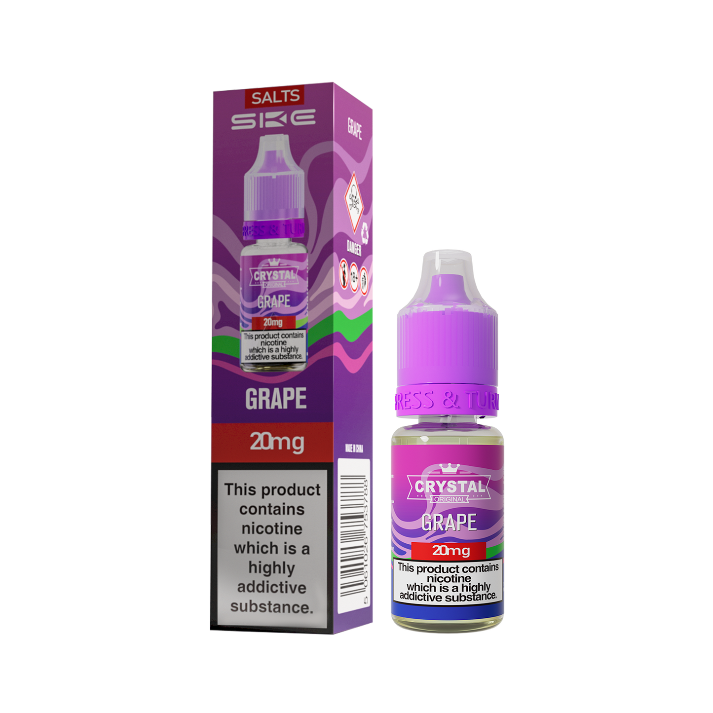 *NEW*IMPROVED FLAVOUR* SKE Crystal Grape Nic Salts 10ml E-Liquid
