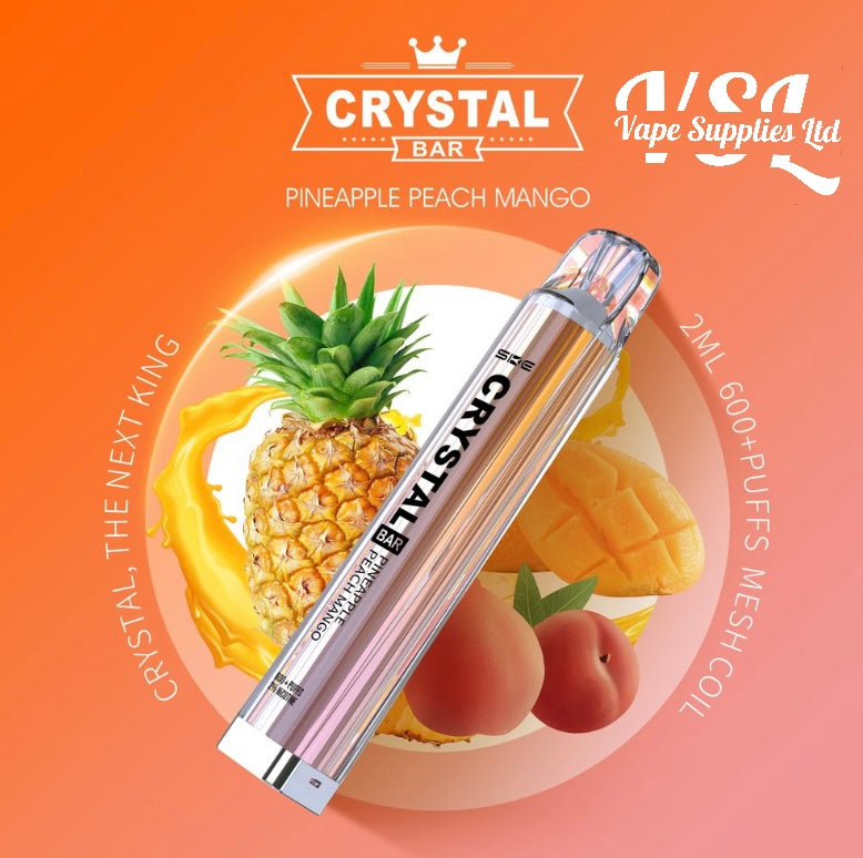 SKE Crystal Bar 600 Pineapple Peach Mango Rechargeable Pre-Filled Kit 20mg